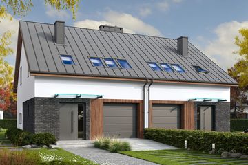  Projekt domu Eco 19 - bliźniak (WOZ1054) - projekt domu parterowego z poddaszem - Zdjęcie 1