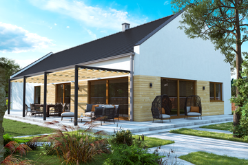 Projekt domu KA212 - parterowy dom o powierzchni 154,90 m², dach dwuspadowy - ujęcie 2