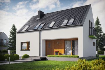 Projekt domu E11 reco energo plus - parterowy z poddaszem dom o powierzchni 104,03 m², dach dwuspadowy - ujęcie 2