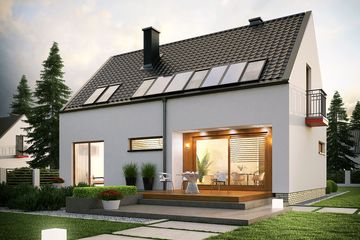 Projekt domu E11 reco energo plus - parterowy z poddaszem dom o powierzchni 104,03 m², dach dwuspadowy - ujęcie 4