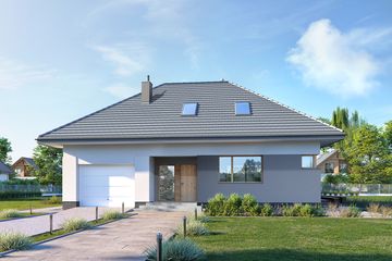  Projekt domu E-285a (WAX1206) - projekt domu parterowego z poddaszem - Zdjęcie 1