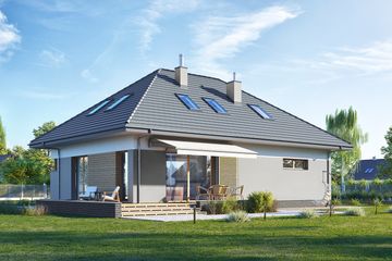  Projekt domu E-285a (WAX1206) - projekt domu parterowego z poddaszem - Zdjęcie 2