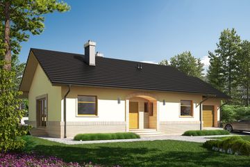 Projekt domu Erin II G1 energo plus - parterowy dom o powierzchni 86,46 m², dach dwuspadowy - ujęcie 2