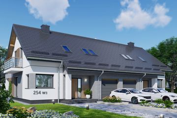  Projekt domu APS 254 wariant 3 dwulokalowy (LUA1547) - projekt domu parterowego z poddaszem - Zdjęcie 1