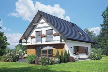 Projekt domu Gryfinowo c1m (KRP2563) - projekt domu parterowego z poddaszem - Zdjęcie 2