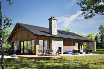 Projekt domu India G2 (wersja B) energo plus - parterowy dom o powierzchni 120,92 m², dach dwuspadowy, koszt budowy 389 000 zł - ujęcie frontu