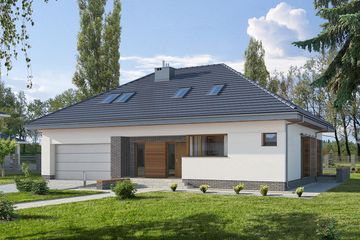  Projekt domu E-287 (WAX1214) - projekt domu parterowego z poddaszem - Zdjęcie 1