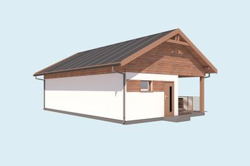 Projekt budynku gospodarczego G314A budynek gospodarczy - parterowy dom o powierzchni 54,41 m², dach dwuspadowy - ujęcie 2