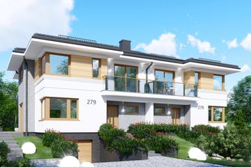  Projekt domu APS 279 dwulokalowy (LUA1555) - projekt domu z pełnym piętrem - Zdjęcie 1