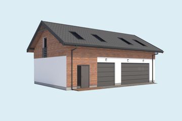  Projekt garażu G299A garaż trzystanowiskowy z poddaszem użytkowym i pom. gospodarczymi (SLN2792) - projekt garażu parterowego - Zdjęcie 4