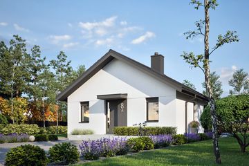 Projekt domu Mini 19 (wersja A) energo - parterowy dom o powierzchni 46,96 m², dach dwuspadowy - ujęcie 2