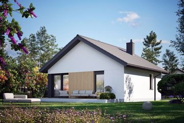 Projekt domu Mini 19 (wersja A) energo - parterowy dom o powierzchni 46,96 m², dach dwuspadowy - ujęcie 3