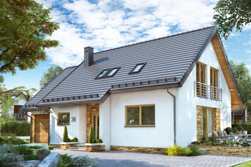  Projekt domu Bw-36 wariant 18 (JGC1248) - projekt domu parterowego z poddaszem - Zdjęcie 1