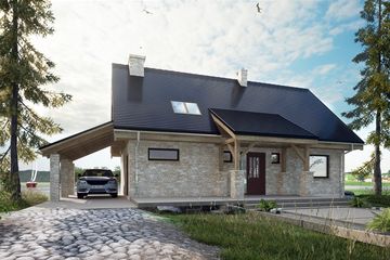  Projekt domu Ziomek z wiatą [A1] (WRF2348) - projekt domu parterowego z poddaszem - Zdjęcie 1