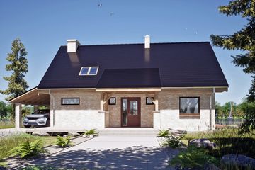  Projekt domu Ziomek z wiatą [A1] (WRF2348) - projekt domu parterowego z poddaszem - Zdjęcie 2