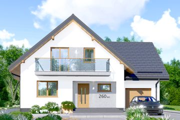  Projekt domu APS 260 wariant 2 (LUA1564) - projekt domu parterowego z poddaszem - Zdjęcie 1