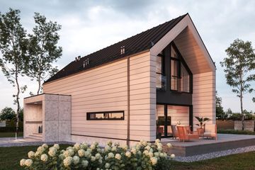  Projekt domu Stodoła - drewniany (GDE1032) - projekt domu parterowego z poddaszem - Zdjęcie 1