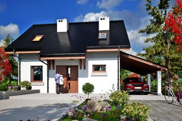  Projekt domu Figa z wiatą [A1] (WRF2355) - projekt domu parterowego z poddaszem - Zdjęcie 2