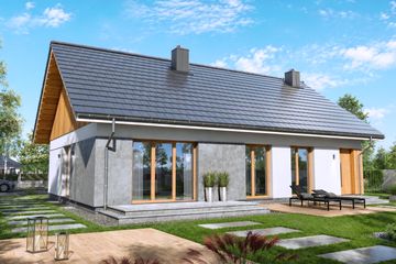 Projekt domu Tani w budowie wiązary - parterowy dom o powierzchni 99,67 m², dach dwuspadowy - ujęcie 2