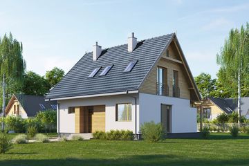  Projekt domu E-70 (WAX1217) - projekt domu parterowego z poddaszem - Zdjęcie 3