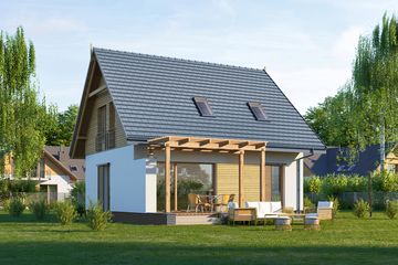  Projekt domu E-70 (WAX1217) - projekt domu parterowego z poddaszem - Zdjęcie 2