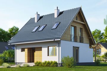  Projekt domu E-70 (WAX1217) - projekt domu parterowego z poddaszem - Zdjęcie 1