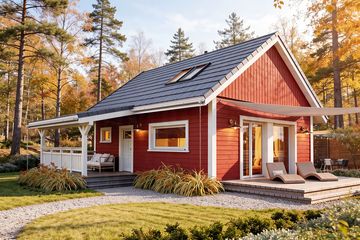 Projekt domu Erna drewniana - parterowy z poddaszem dom o powierzchni 69,19 m², dach dwuspadowy - ujęcie 3