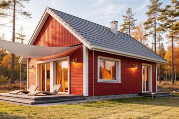Projekt domu Erna drewniana - parterowy z poddaszem dom o powierzchni 69,19 m², dach dwuspadowy - ujęcie 4