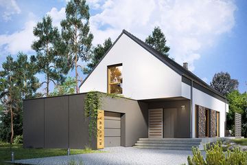  Projekt domu Asymetria (WRN1539) - projekt domu parterowego z poddaszem - Zdjęcie 1