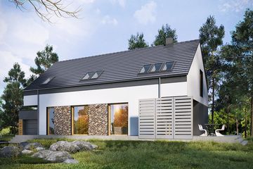  Projekt domu Asymetria (WRN1539) - projekt domu parterowego z poddaszem - Zdjęcie 2