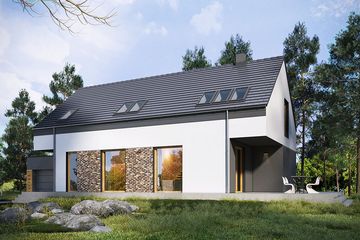  Projekt domu Asymetria (WRN1539) - projekt domu parterowego z poddaszem - Zdjęcie 3