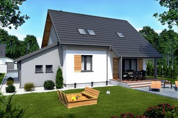  Projekt domu Santorini szkielet drewniany (SLN2802) - projekt domu parterowego z poddaszem - Zdjęcie 2