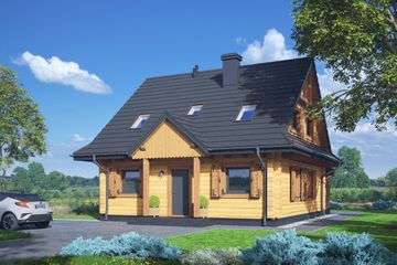  Projekt domu Brzeg wąski 3 dw PC (KRP2652) - projekt domu parterowego z poddaszem - Zdjęcie 1