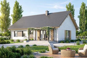 Projekt domu Mokka 17 plus - parterowy dom o powierzchni 110 m², dach dwuspadowy - ujęcie 4
