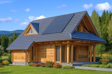  Projekt domu A-152 Dom agrestowa z bali (BBD1273) - projekt domu parterowego z poddaszem - Zdjęcie 1