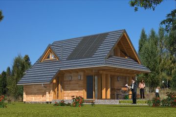  Projekt domu A-152 Dom agrestowa z bali (BBD1273) - projekt domu parterowego z poddaszem - Zdjęcie 1