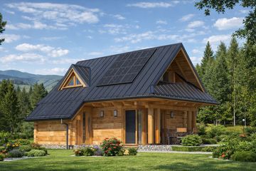  Projekt domu A-152 Dom agrestowa z bali (BBD1273) - projekt domu parterowego z poddaszem - Zdjęcie 1