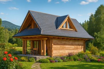  Projekt domu A-152 Dom agrestowa z bali (BBD1273) - projekt domu parterowego z poddaszem - Zdjęcie 2