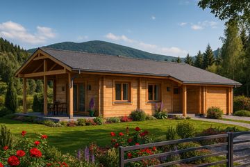  Projekt domu A-153 Dom jarzębata z bali (BBD1275) - projekt domu parterowego - Zdjęcie 1