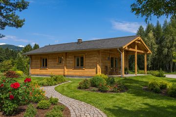  Projekt domu A-153 Dom jarzębata z bali (BBD1275) - projekt domu parterowego - Zdjęcie 3