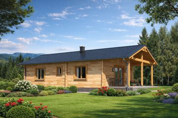  Projekt domu A-153 Dom jarzębata z bali (BBD1275) - projekt domu parterowego - Zdjęcie 3