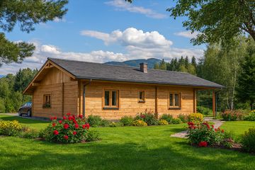  Projekt domu A-153 Dom jarzębata z bali (BBD1275) - projekt domu parterowego - Zdjęcie 4