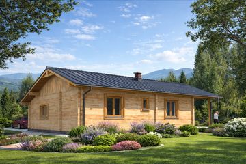  Projekt domu A-153 Dom jarzębata z bali (BBD1275) - projekt domu parterowego - Zdjęcie 4