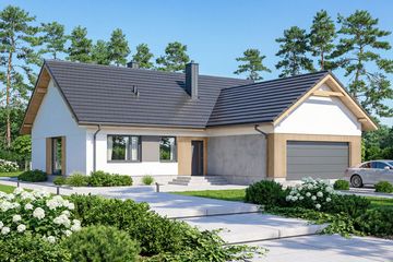 Projekt domu Mokka 18 - parterowy dom o powierzchni 110 m², dach dwuspadowy - ujęcie 2