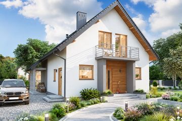 Projekt domu BW-27 wariant 4 - parterowy z poddaszem dom o powierzchni 123 m², dach dwuspadowy - ujęcie 2