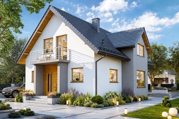 Projekt domu BW-27 wariant 4 - parterowy z poddaszem dom o powierzchni 123 m², dach dwuspadowy - ujęcie 3