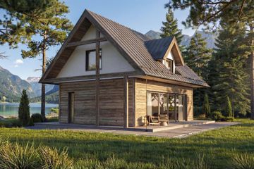  Projekt domu Kubuś - drewniany (GDE1037) - projekt domu parterowego z poddaszem - Zdjęcie 2