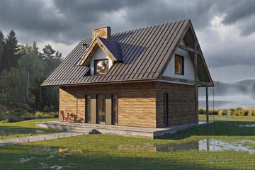  Projekt domu Kubuś - drewniany (GDE1037) - projekt domu parterowego z poddaszem - Zdjęcie 4