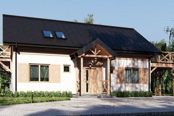  Projekt domu uA198v1 (WCB1453) - projekt domu parterowego z poddaszem - Zdjęcie 1