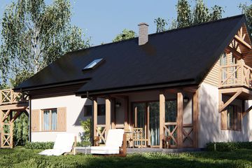  Projekt domu uA198v1 (WCB1453) - projekt domu parterowego z poddaszem - Zdjęcie 3